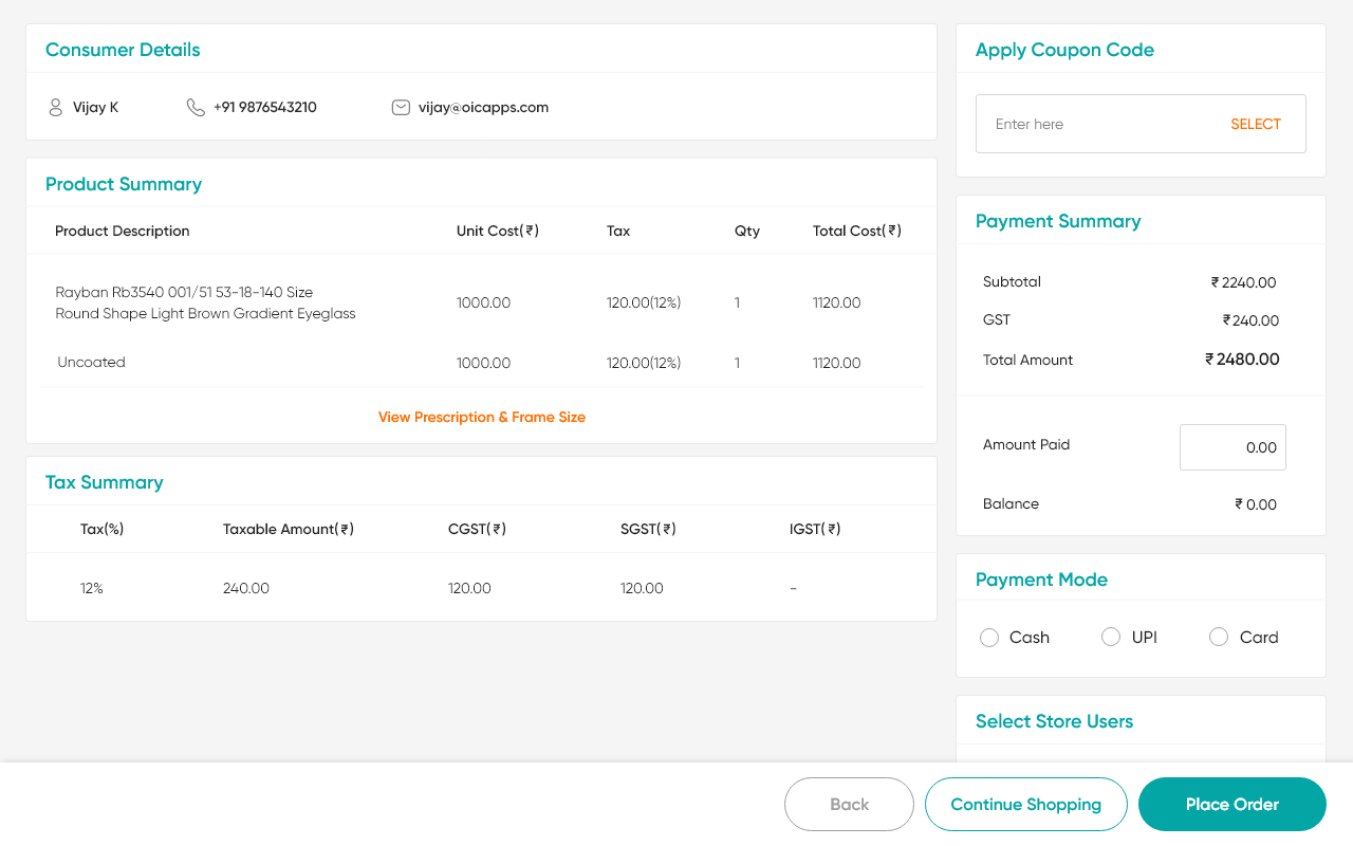 Checkout - GST tax summary, coupons, split payment