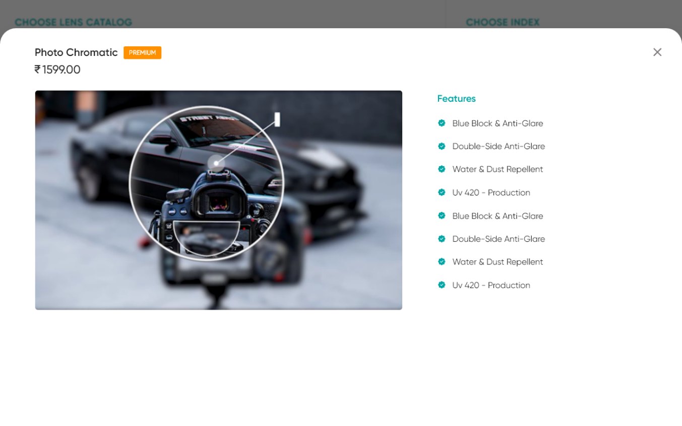 Lens catalog with feature comparison